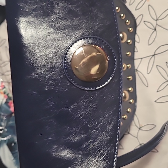 Pink Haley messenger blue studded crossody bag. NWOT - Picture 2 of 11